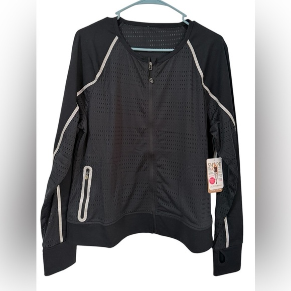 Shape Women’s Performance Activewear Black Full Zip Mesh Workout Jacket size XL - Picture 1 of 10